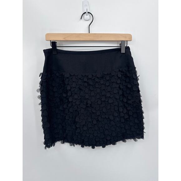 Catherine Malandrino 15.5 inch Black 100% Silk Petal Overlay Skirt Size 8 EUC - Picture 1 of 8